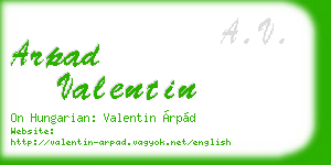 arpad valentin business card